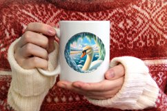 Icy Wall Swan Round Ornament Sublimation PNG Product Image 3