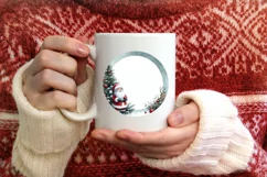 Santa with Deer Round Ornament Sublimation PNG Product Image 3