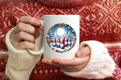Winter Gnomes Round Ornament Sublimation PNG Product Image 3