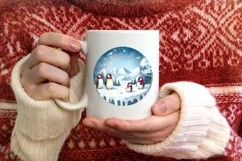 3D Penguins Winter Scene Sublimation PNG Product Image 4