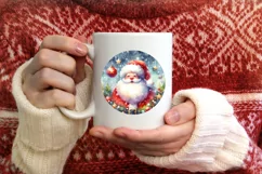 Santa Round Sticker Sublimation PNG Product Image 3