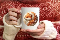 Round Fox Christmas Ornament Sublimation PNG Product Image 3