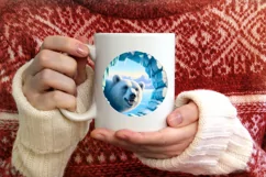 Icy Wall Bear Round Ornament Sublimation PNG Product Image 3