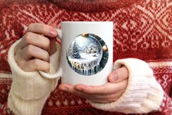 Winter Scene Round Ornament Sublimation PNG Product Image 4