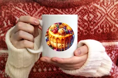 Watercolor Round Ornament Sublimation PNG Product Image 1