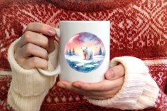 Polar Bear Winter Scene Round Ornament Sublimation PNG Product Image 3