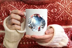 Gnome Winter Scene Round Ornament Sublimation PNG Product Image 4
