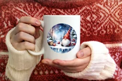 Gnome Winter Scene Round Ornament Sublimation PNG Product Image 3