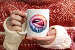 Sexy Lips Winter Scene Round Ornament Sublimation PNG Product Image 3