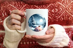 Sleigh Winter Scene Round Ornament Sublimation PNG Product Image 4