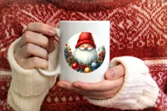 Gnome Winter Scene Round Ornament Sublimation PNG Product Image 1