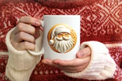 Santa Round Ornament Sublimation PNG Product Image 3