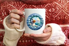 Digital Painting Duck in Melting Ice Wall Round Sticker Product Image 4