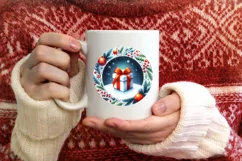 Gift Winter Scene Round Ornament Sublimation PNG Product Image 3