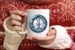 Icy Wall Rabbit Round Ornament Sublimation PNG Product Image 3
