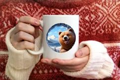 Snow Wall Bear Round Ornament Sublimation PNG Product Image 4