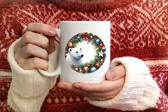 Colorful Watercolor Polar Bear Round Sticker Ornament Product Image 4