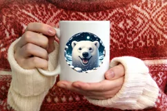 Digital Painting Polar Bear in Snow Made Wall Round Sticker Product Image 4