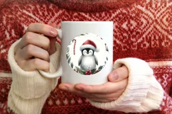 Penguin Round Ornament Sublimation PNG Product Image 1