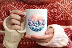 Believe Winter Scene Round Ornament Sublimation PNG Product Image 3