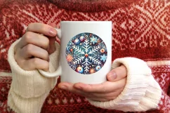 Colorful Pastel Snowflake Round Christmas Decoration PNG Product Image 1