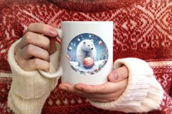 Colorful Pastel Polar Bear Christmas Ornament PNG Product Image 4