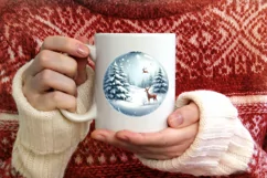 3D Winter Reindeer Round Ornament Sublimation PNG Product Image 1