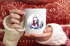 Santa Winter Scene Round Ornament Sublimation PNG Product Image 1