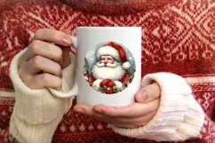Santa Winter Scene Round Ornament Sublimation PNG Product Image 1
