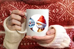 3D Winter Gnome Round Ornament Sublimation PNG Product Image 3