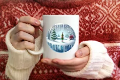 3D Winter Elf Round Ornament Sublimation PNG Product Image 1
