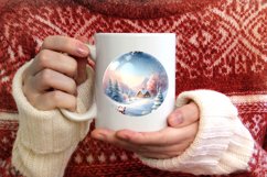 3D Winter Santa Round Ornament Sublimation PNG Product Image 3