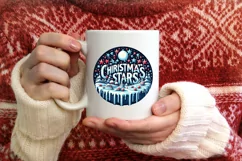 3D Winter Christmas Stars Round Ornament Sublimation PNG Product Image 4