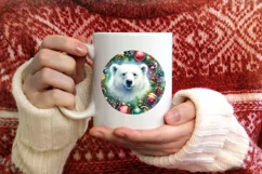 Polar Bear Christmas Ornament Sublimation PNG Product Image 1