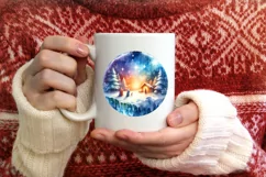 Nativity Scene Winter Round Ornament Sublimation PNG Product Image 4