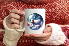 Cow Winter Scene Sublimation PNG Product Image 1