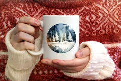 Nativity Scene Winter Round Ornament Sublimation PNG Product Image 1