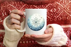 Holiday Snowflake Round Ornament Sublimation PNG Product Image 1