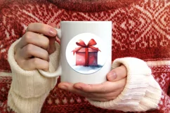 Watercolor Gift Round Ornament Sublimation PNG Product Image 3