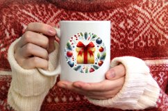Watercolor Gift Round Ornament Sublimation PNG Product Image 3