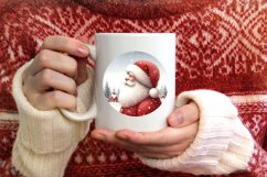 Watercolor Santa Round Christmas Image PNG Product Image 4
