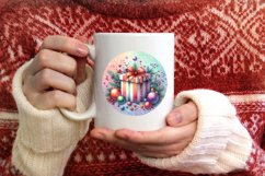 Colorful Pastel Christmas Gift Round Ornament Sublimation Product Image 4