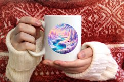 Winter Scene with Depth Round Ornament Sublimation PNG Product Image 3