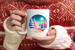 Winter Scene with Depth Round Ornament Sublimation PNG Product Image 3