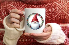 Watercolor Gnome Round Ornament Sublimation PNG Product Image 3