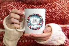 Winter Scene with Merry Christmas Sublimation PNG Product Image 4