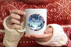 Winter Scene with Merry Christmas Sublimation PNG Product Image 1