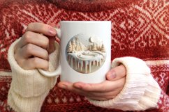 3D Winter Scene with Depth Round Ornament Sublimation PNG Product Image 1
