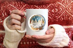 3D Winter Scene with Depth Round Ornament Sublimation PNG Product Image 3