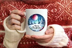 Winter Scene with Merry Christmas Round Ornament Sublimation Product Image 3